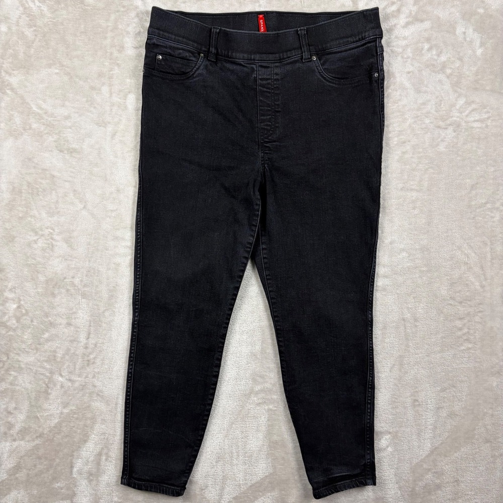 Spanx Jeans Petite XL Ankle Skinny Black Pull On Shaping Stretch Jeggings Travel